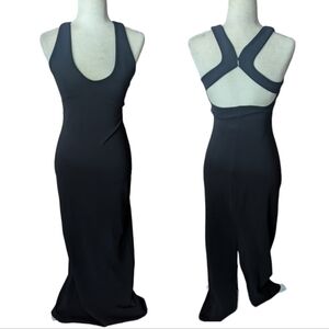 black knit bodycon strappy back Y2K Aso Friends maxi dress by Bisou Bisou sz S